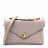 Chevron Quilted Statement Flap Purple Grey