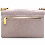 Chevron Quilted Statement Flap Purple Grey