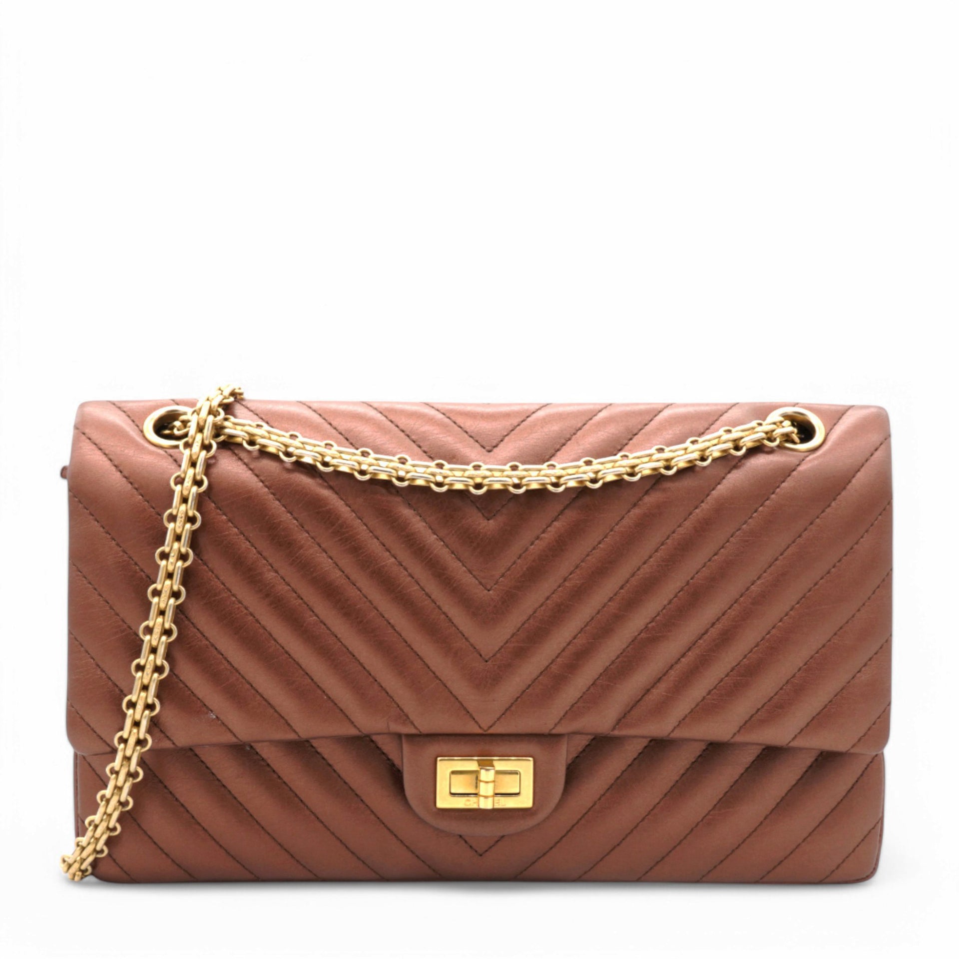 Metallic Chevron Quilted 2.55 Reissue 226 Flap Gold