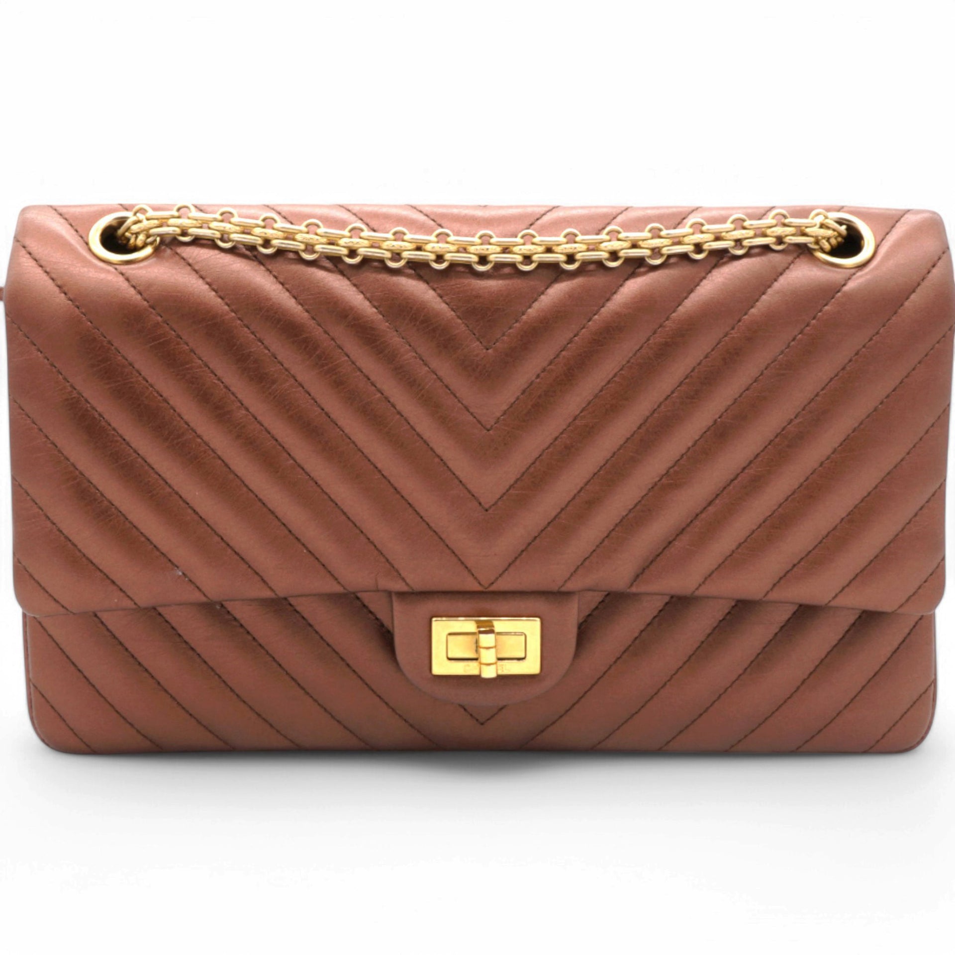 Metallic Chevron Quilted 2.55 Reissue 226 Flap Gold