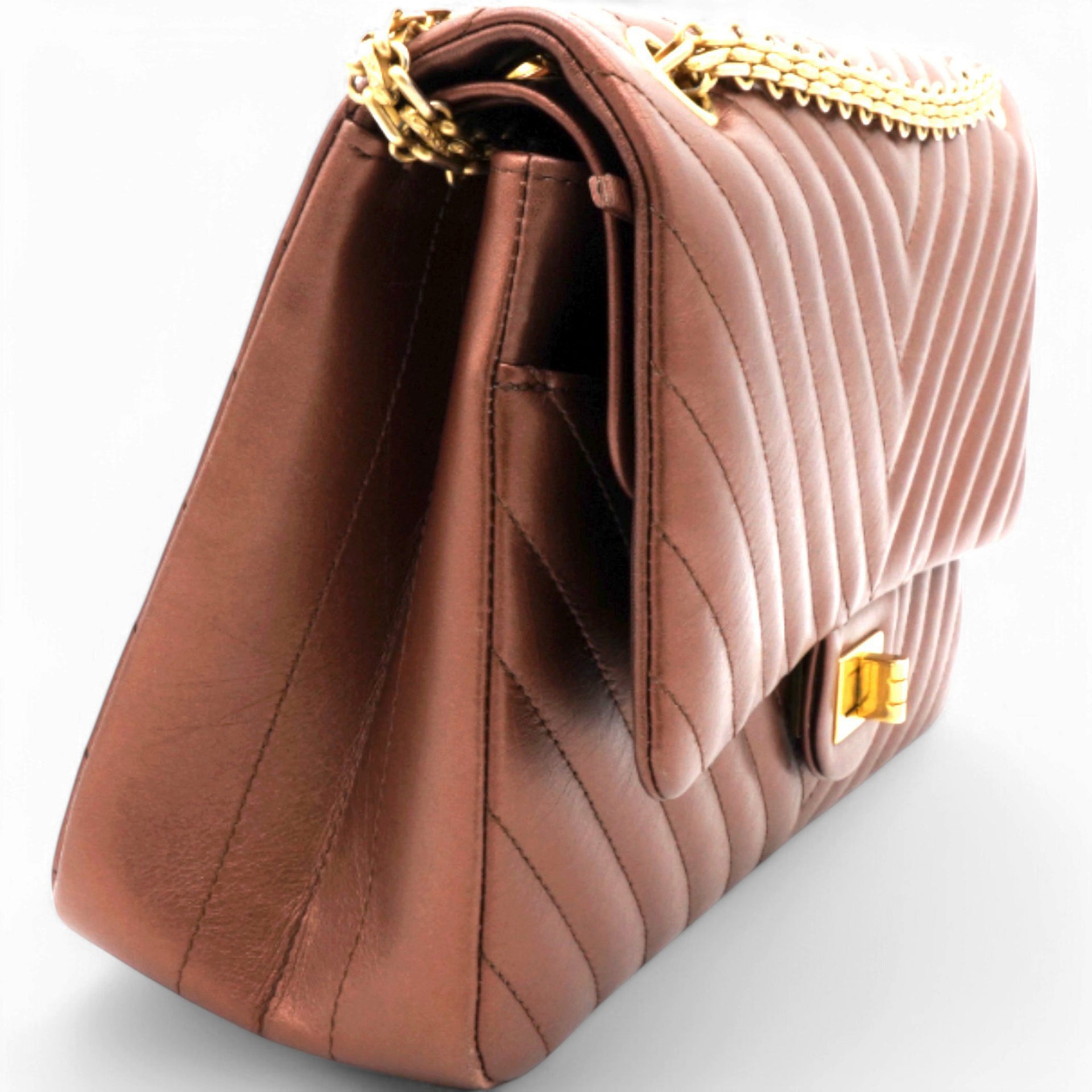Metallic Chevron Quilted 2.55 Reissue 226 Flap Gold