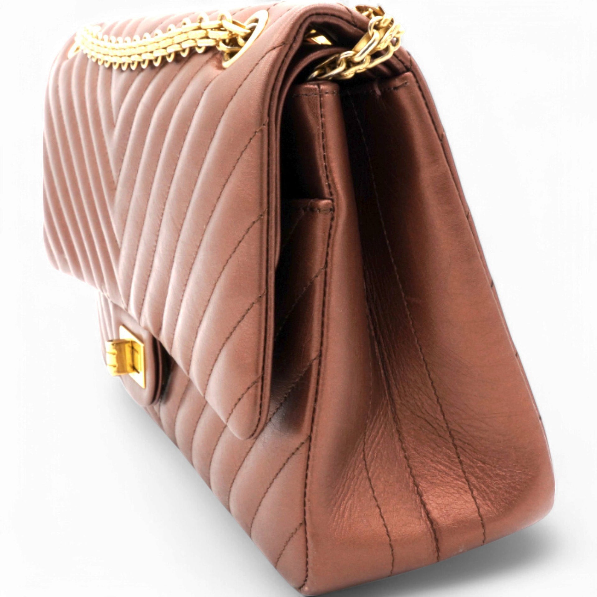 Metallic Chevron Quilted 2.55 Reissue 226 Flap Gold