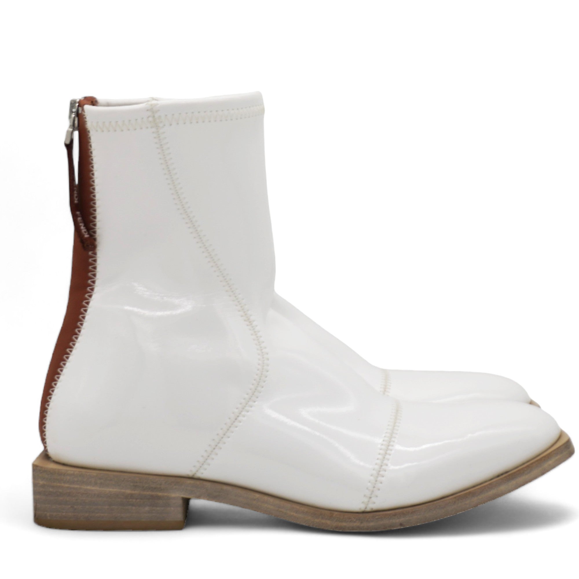 FENDI Ladies White Neoprene Low Ankle Boots Size 36 STYLISHTOP