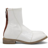 Ladies White Neoprene Low Ankle Boots Size 36