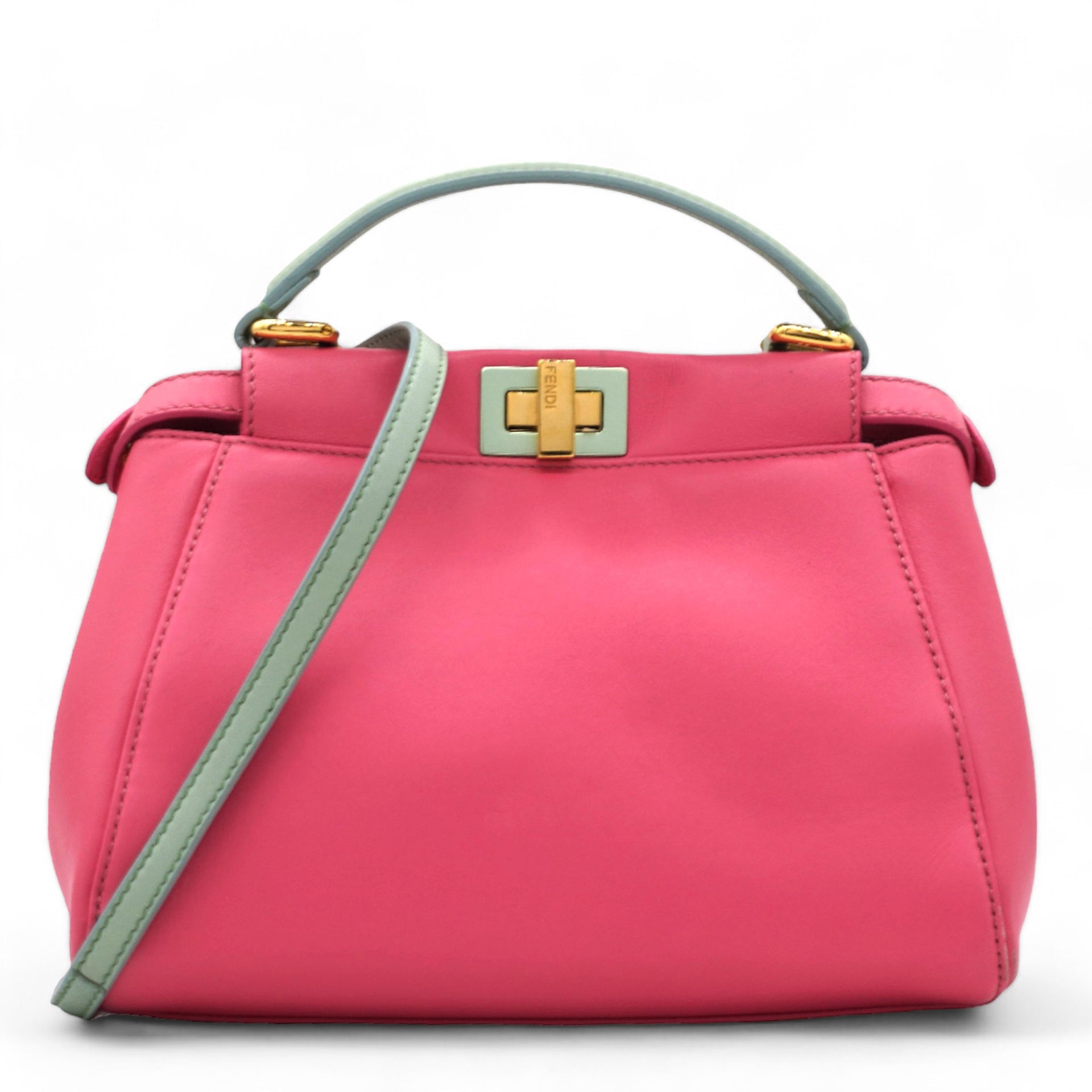 Nappa Colorblock Mini Peekaboo Iconic Satchel Rosa Fluo Oxigen Slate