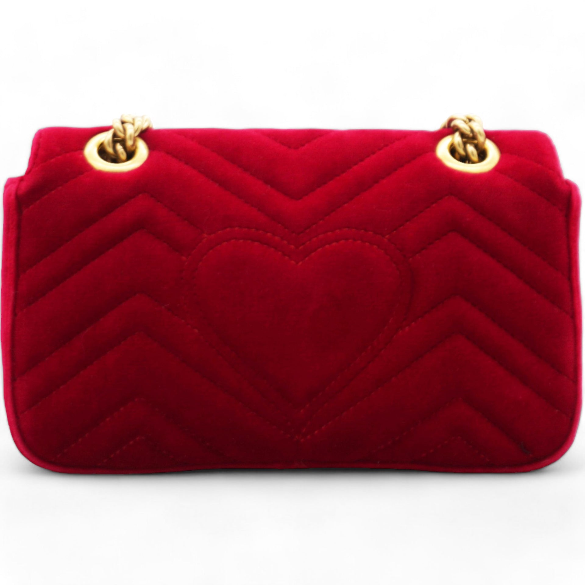 Velvet Matelasse GG Marmont Shoulder Bag Hibiscus Red