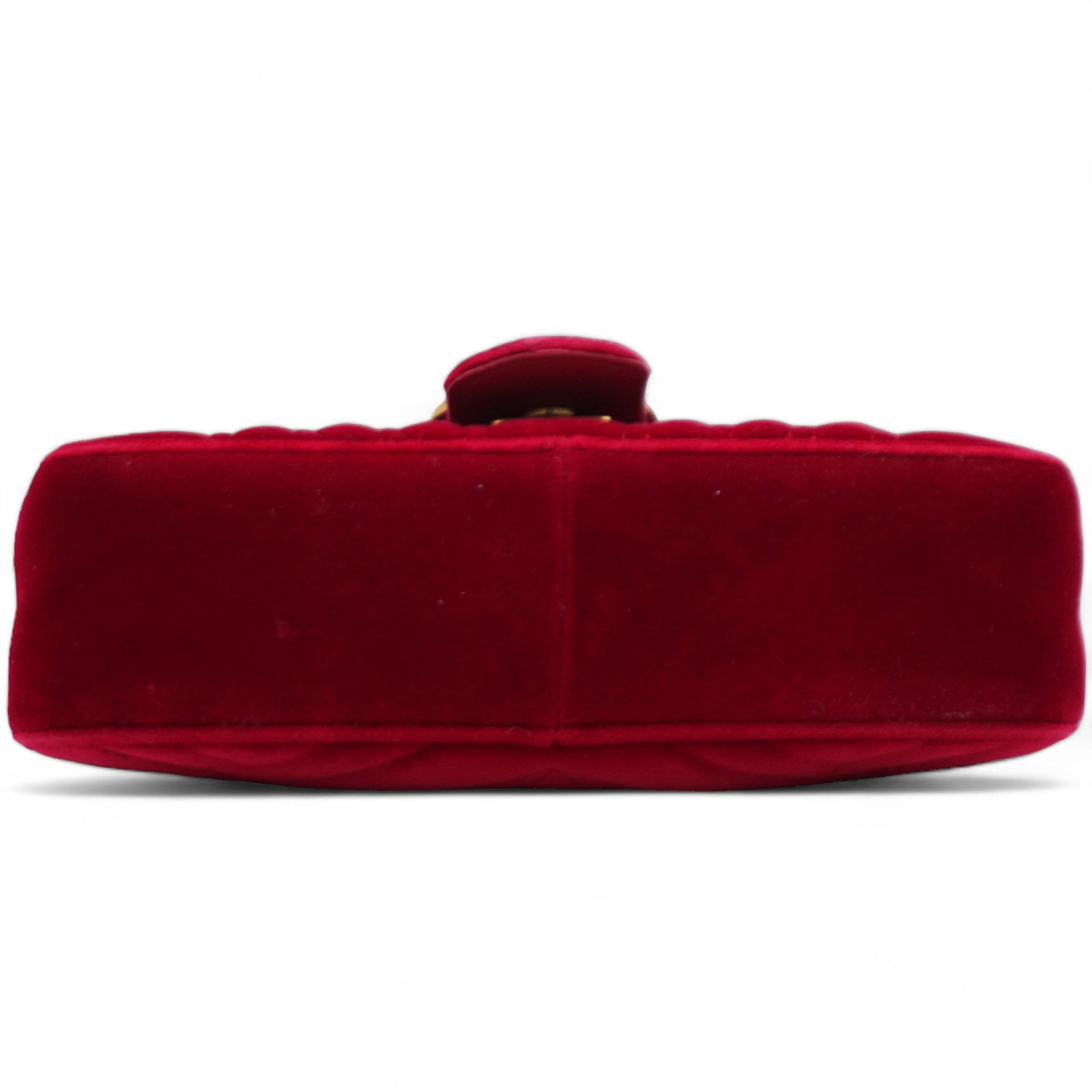 Velvet Matelasse GG Marmont Shoulder Bag Hibiscus Red