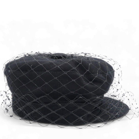 Cotton Canvas Arty Cap with Veil Black Size57