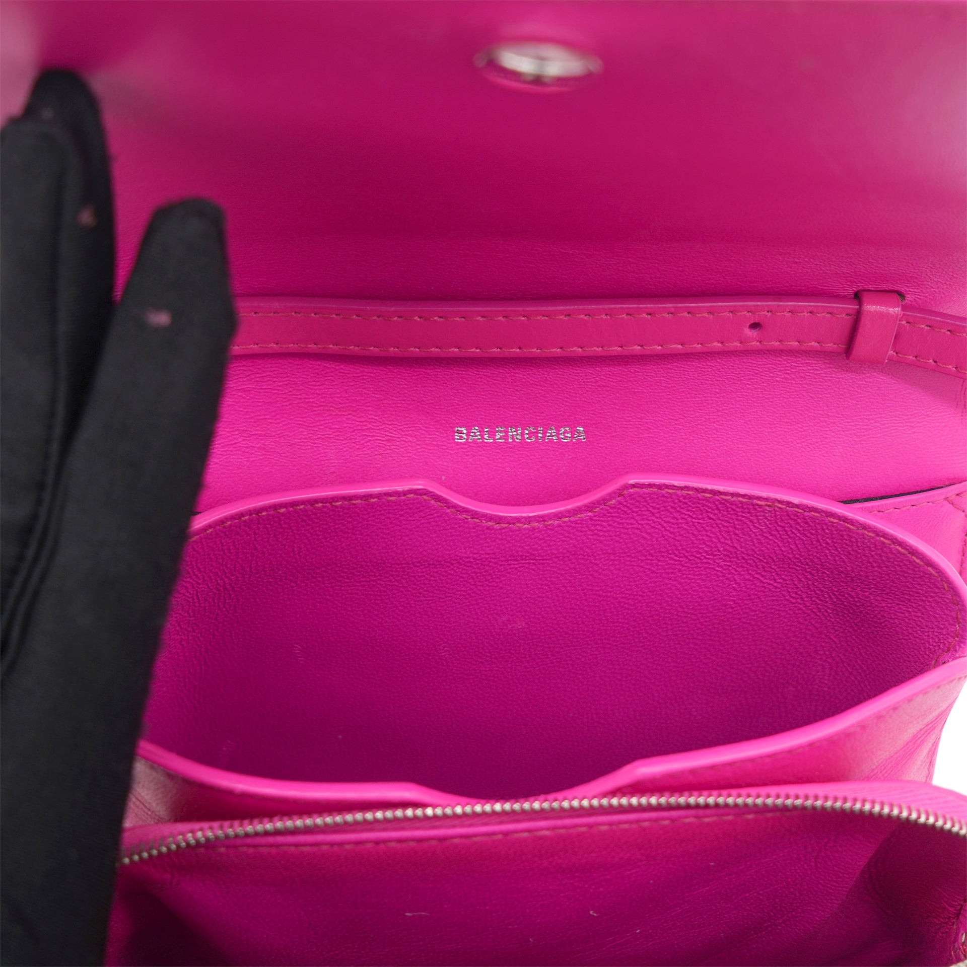Balenciaga Mini Hourglass Top Handle Bag in Neon Pink