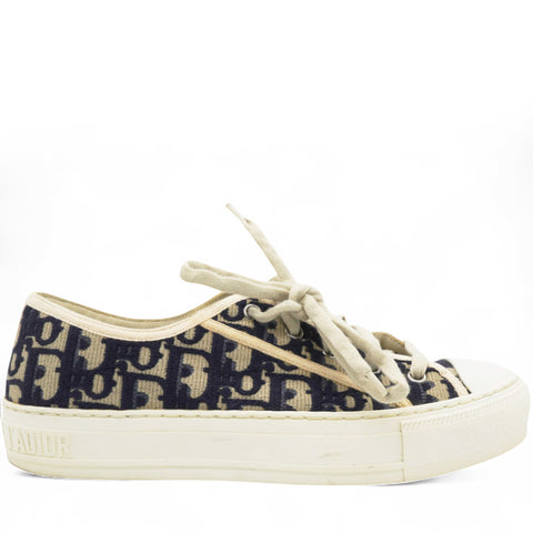 Canvas Oblique Walk'N'Dior Low Top Sneakers Deep Blue Size37.5