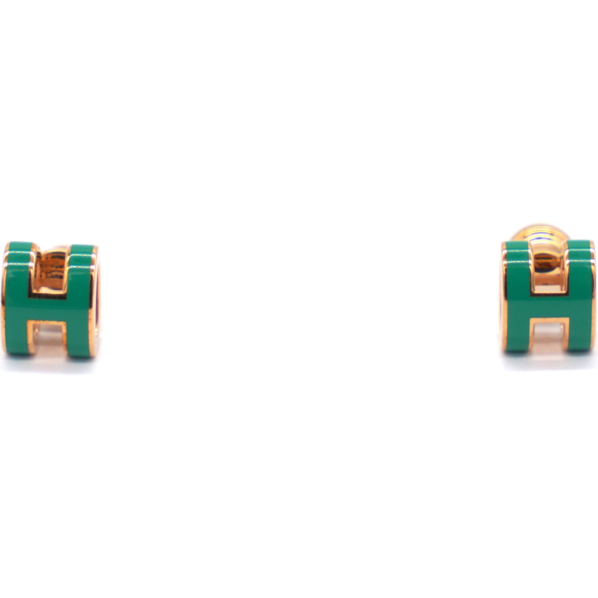 Lacquered Pop H Earrings Malachite Rose Gold