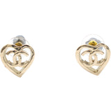 Metal CC Heart Coco In Love Earrings Gold