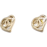 Metal CC Heart Coco In Love Earrings Gold