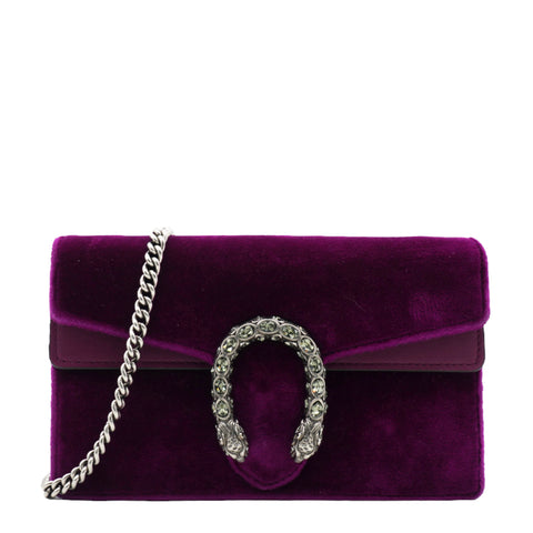 Velvet Super Mini Dionysus Shoulder Bag Fuchsia Violet Cyclamen