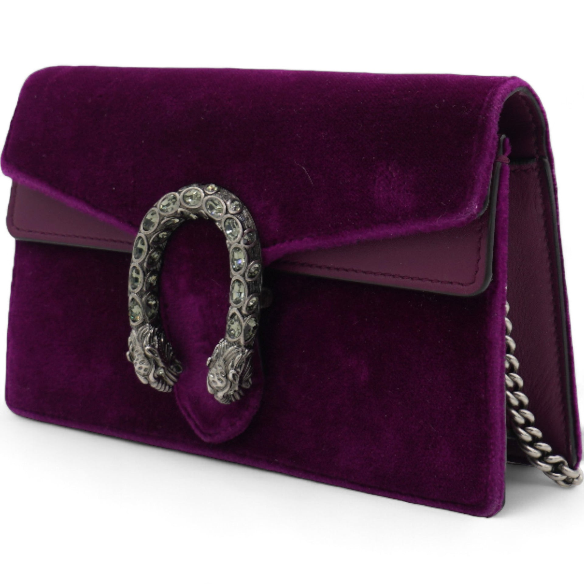 Velvet Super Mini Dionysus Shoulder Bag Fuchsia Violet Cyclamen