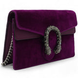 Velvet Super Mini Dionysus Shoulder Bag Fuchsia Violet Cyclamen