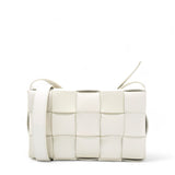 Lambskin Maxi Intrecciato Small Cassette Crossbody Bag White