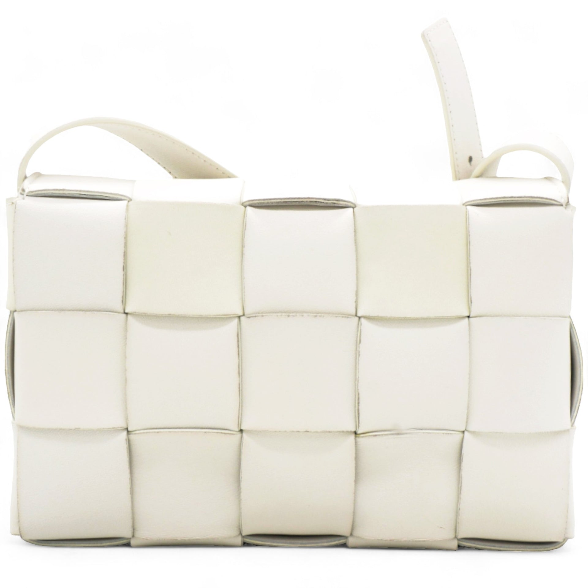 Lambskin Maxi Intrecciato Small Cassette Crossbody Bag White