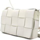 Lambskin Maxi Intrecciato Small Cassette Crossbody Bag White