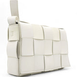 Lambskin Maxi Intrecciato Small Cassette Crossbody Bag White