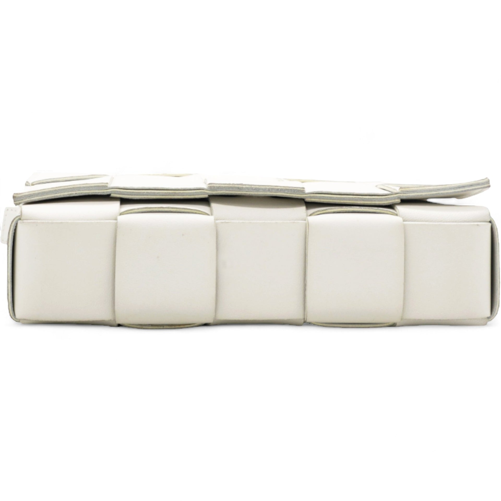 Lambskin Maxi Intrecciato Small Cassette Crossbody Bag White