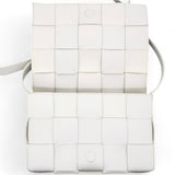 Lambskin Maxi Intrecciato Small Cassette Crossbody Bag White