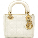 Patent Cannage Mini Lady Dior Ivory