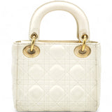 Patent Cannage Mini Lady Dior Ivory