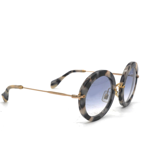 Beige/Black Havana Round Sunglasses