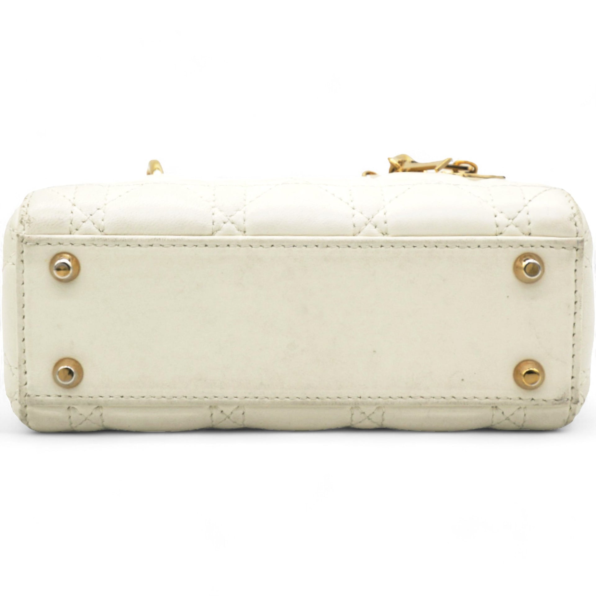 Patent Cannage Mini Lady Dior Ivory