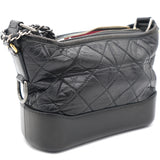 Aged Calfskin Quilted Small Gabrielle Hobo Black