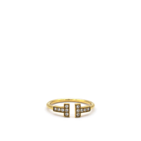 T Diamond Wire 18K Yellow Gold Ring