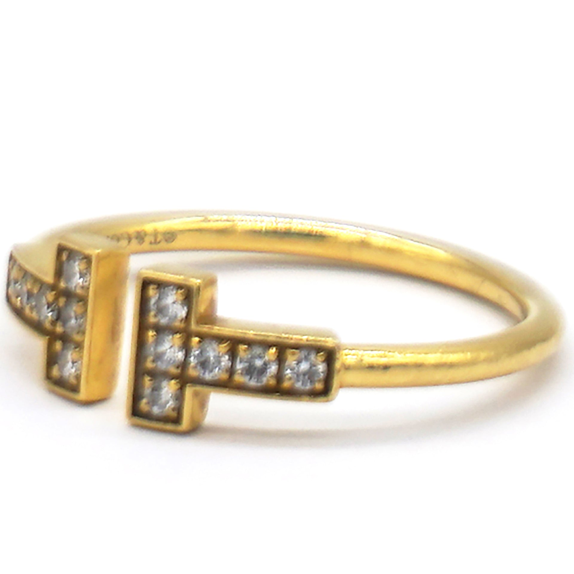 T Diamond Wire 18K Yellow Gold Ring