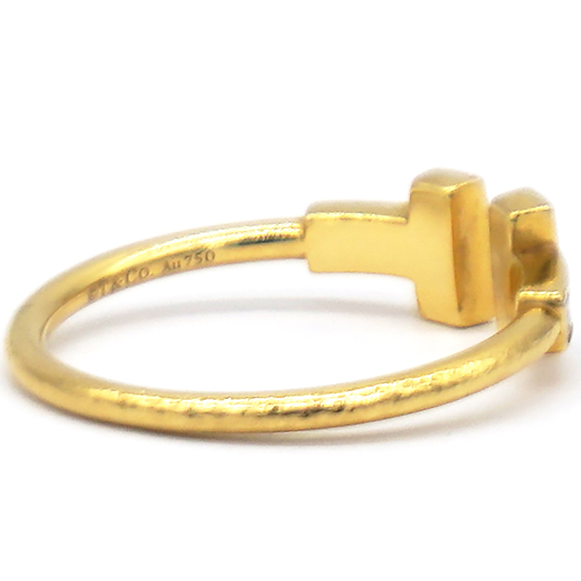 T Diamond Wire 18K Yellow Gold Ring