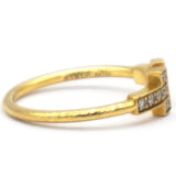 T Diamond Wire 18K Yellow Gold Ring