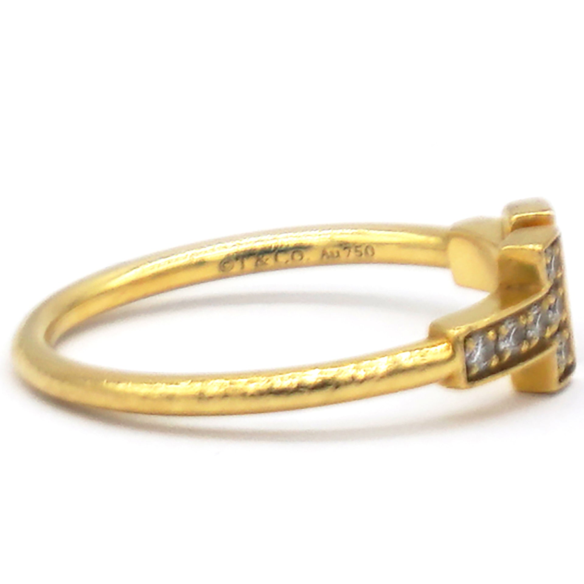 T Diamond Wire 18K Yellow Gold Ring