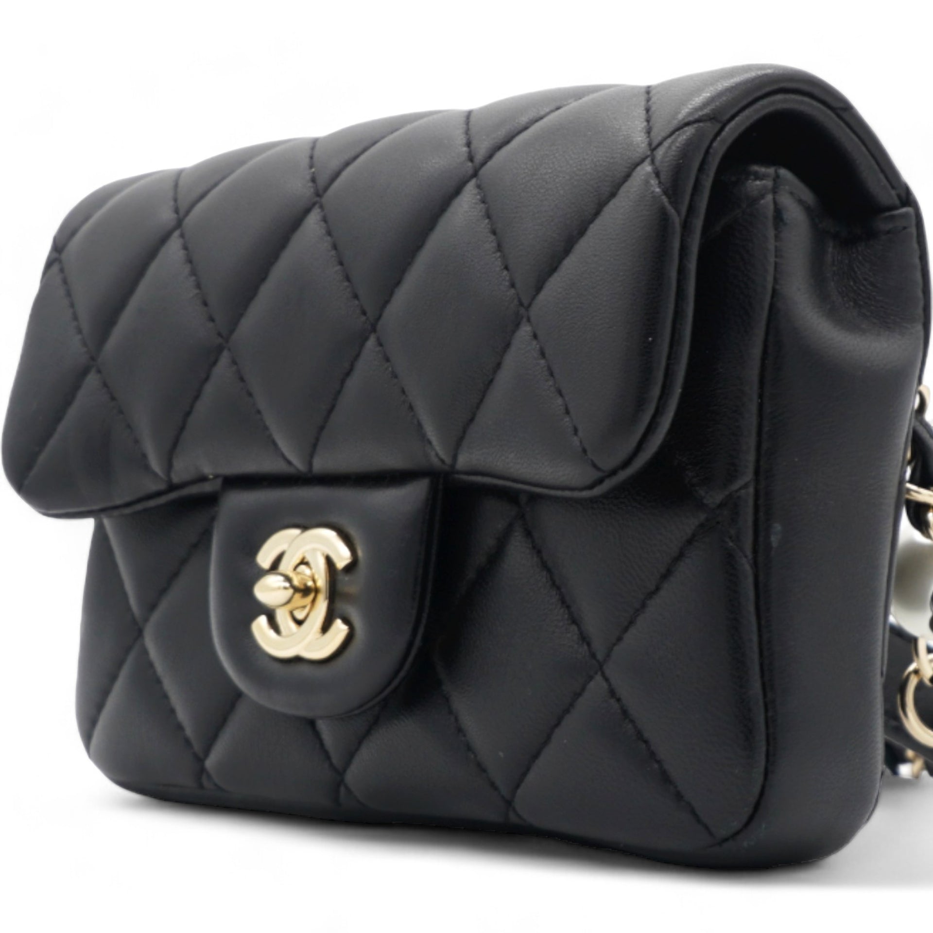 Lambskin Quilted Mini My Precious Flap Black