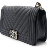 Calfskin Chevron Medium Boy Flap