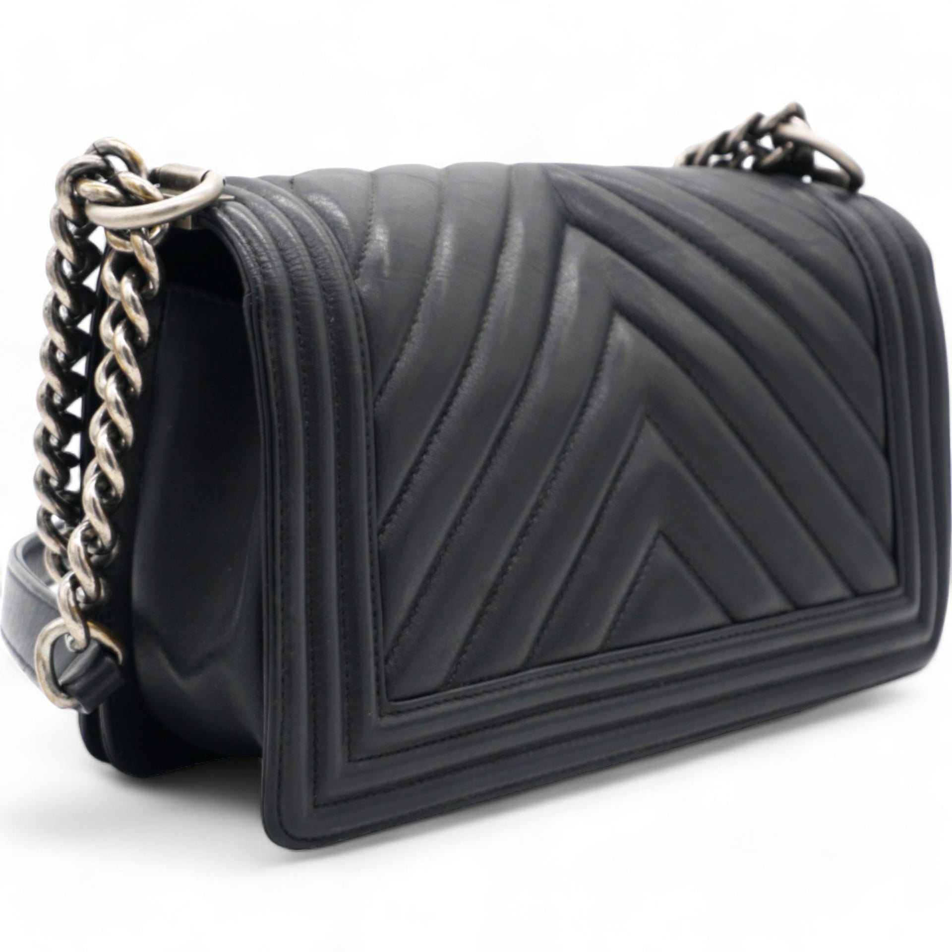 Calfskin Chevron Medium Boy Flap