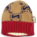 Gg Knitted Beanie In Beige Cotton