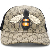 GG Supreme Monogram Bee Print Baseball Hat Beige