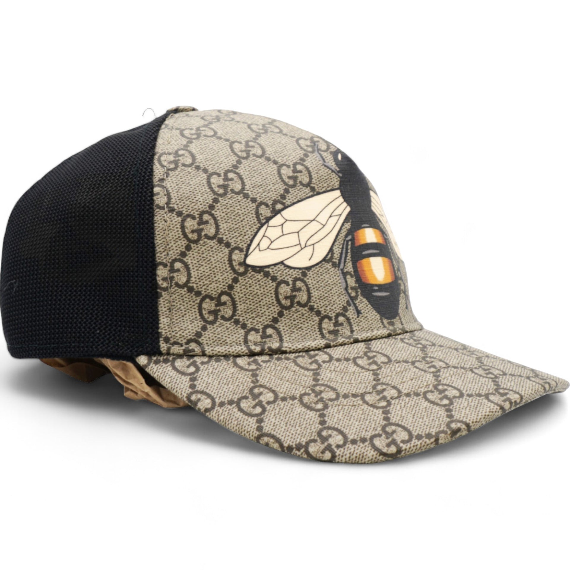 GG Supreme Monogram Bee Print Baseball Hat Beige