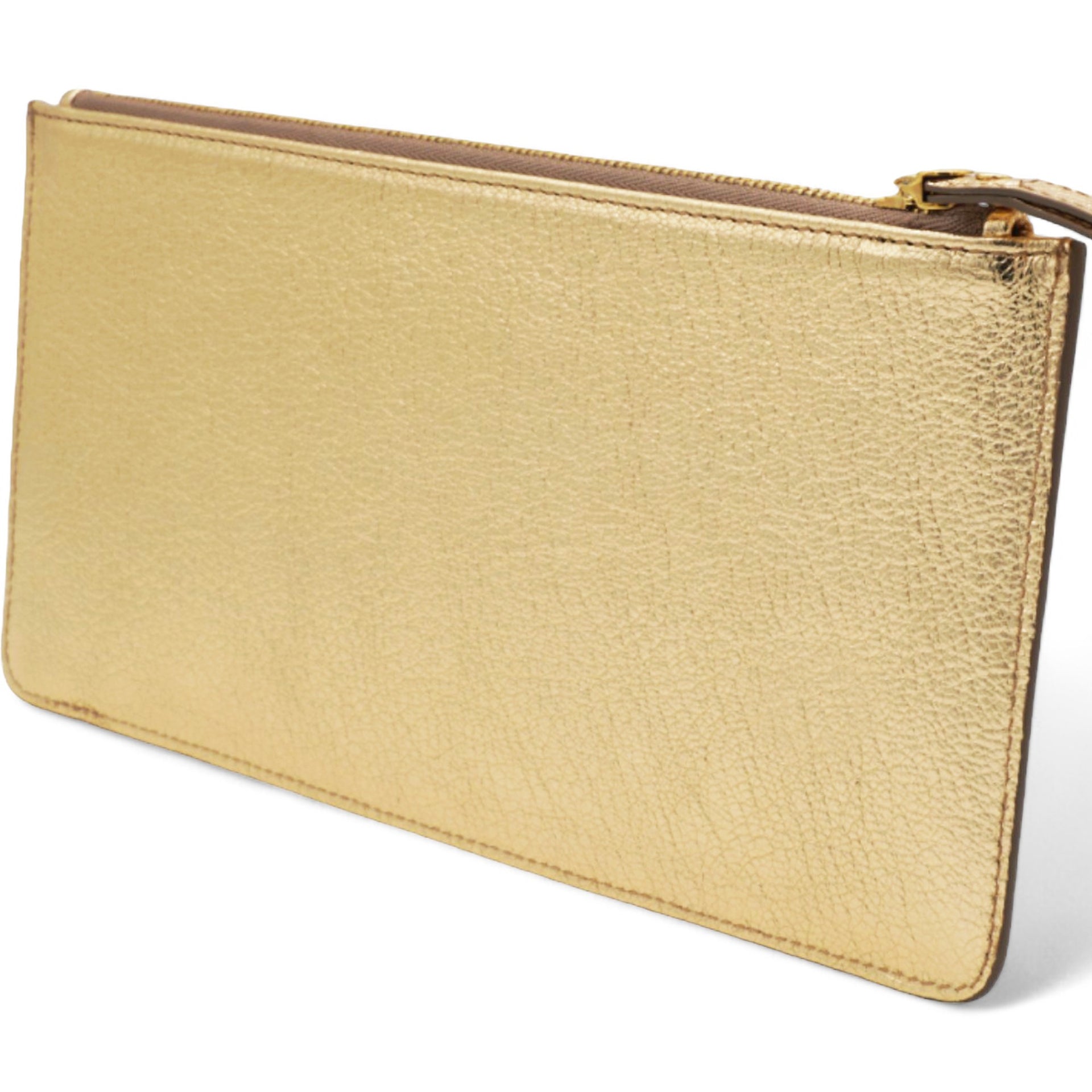 Gancini Card Case Coin Purse Leather Gold