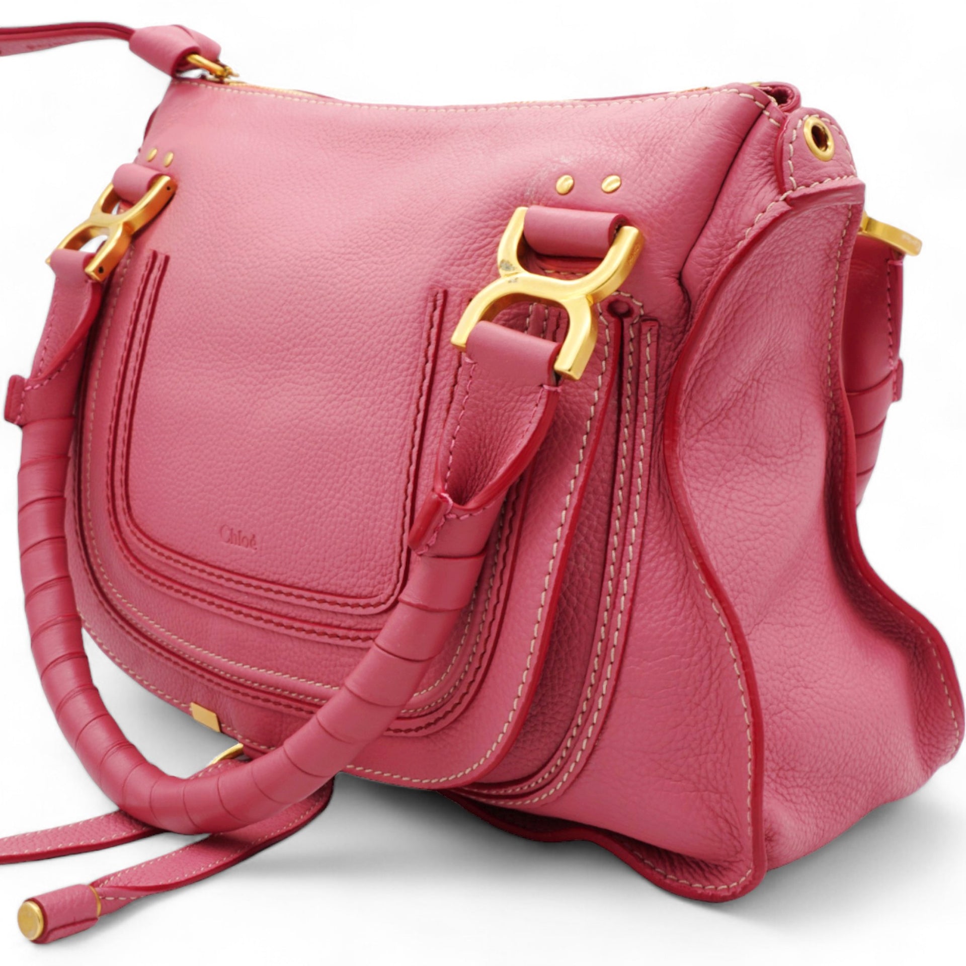 Calfskin Marcie Satchel Paradise Pink