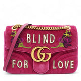 Velvet Matelasse Blind For Love Embroidered Medium GG Marmont Shoulder Bag Light Raspberry Rose Multicolor