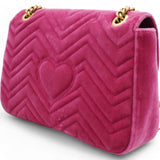 Velvet Matelasse Blind For Love Embroidered Medium GG Marmont Shoulder Bag Light Raspberry Rose Multicolor