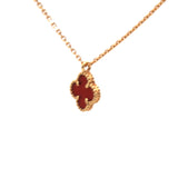 18K Yellow Gold Carnelian Vintage Alhambra Pendant Necklace