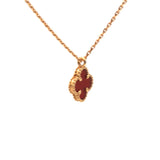 18K Yellow Gold Carnelian Vintage Alhambra Pendant Necklace