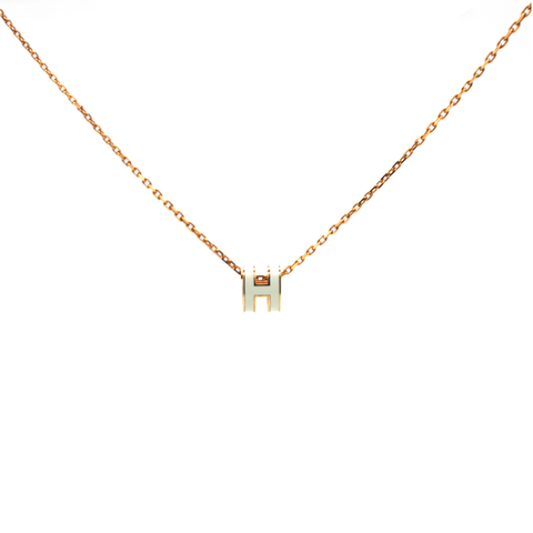 Pop H Mini Blanc Lacquer Yellow Gold-Plated Pendant