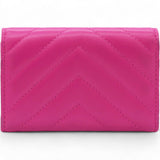 Caviar Quilted Flap Card Holder Wallet Pink